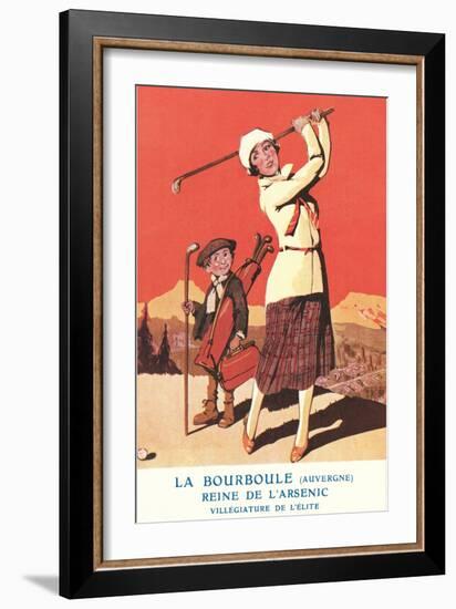 Lady Golfing at Health Spa-null-Framed Art Print