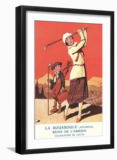 Lady Golfing at Health Spa-null-Framed Art Print