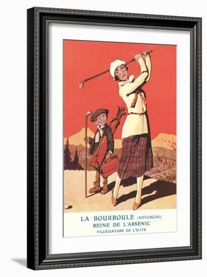 Lady Golfing at Health Spa-null-Framed Art Print