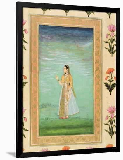 Lady Holding a Flower, from the Small Clive Album (Opaque W/C on Paper)-Mughal-Framed Premium Giclee Print