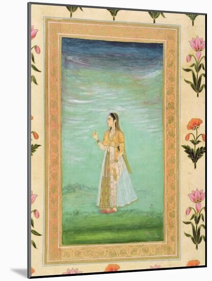 Lady Holding a Flower, from the Small Clive Album (Opaque W/C on Paper)-Mughal-Mounted Giclee Print