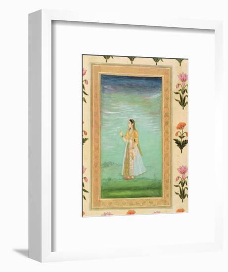 Lady Holding a Flower, from the Small Clive Album (Opaque W/C on Paper)-Mughal-Framed Premium Giclee Print