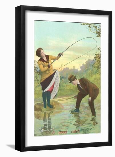 Lady Hooking Skirt-null-Framed Art Print