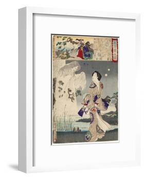 Lady Iga and the Ghost of Sasaki Kiyotaka, 1886-Toyohara Chikanobu-Framed Giclee Print