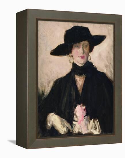 Lady in a Black Hat-Francis Campbell Boileau Cadell-Framed Premier Image Canvas