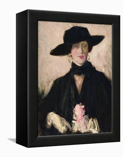 Lady in a Black Hat-Francis Campbell Boileau Cadell-Framed Premier Image Canvas