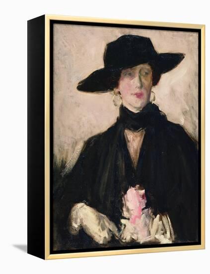 Lady in a Black Hat-Francis Campbell Boileau Cadell-Framed Premier Image Canvas