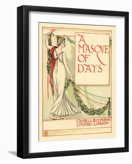 Lady In A Classical Robe Lifts A Festoon-Walter Crane-Framed Art Print