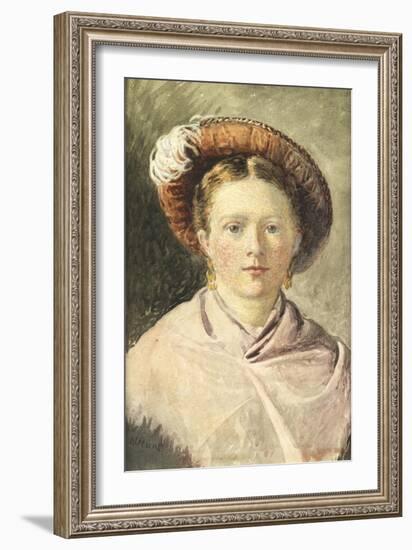 Lady in a Feathered Hat-William Henry Hunt-Framed Giclee Print