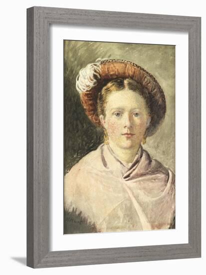 Lady in a Feathered Hat-William Henry Hunt-Framed Giclee Print