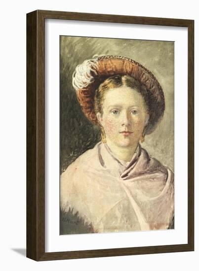 Lady in a Feathered Hat-William Henry Hunt-Framed Giclee Print