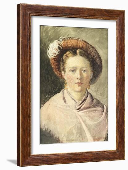 Lady in a Feathered Hat-William Henry Hunt-Framed Giclee Print