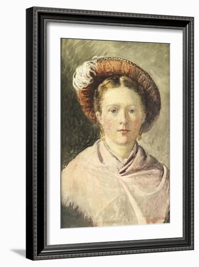 Lady in a Feathered Hat-William Henry Hunt-Framed Giclee Print