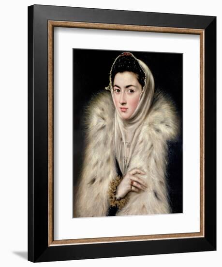 Lady in a Fur Wrap-El Greco-Framed Giclee Print