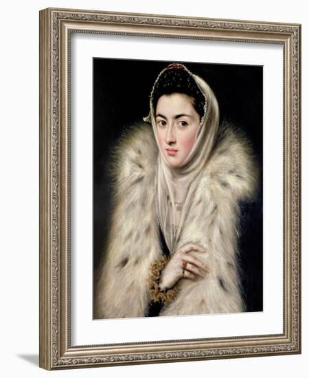 Lady in a Fur Wrap-El Greco-Framed Giclee Print