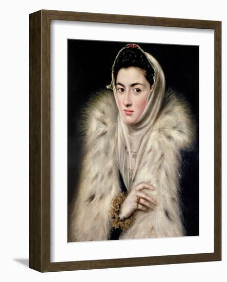 Lady in a Fur Wrap-El Greco-Framed Giclee Print