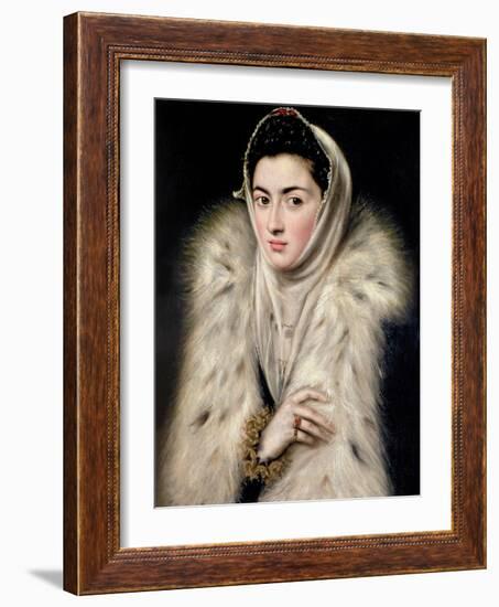 Lady in a Fur Wrap-El Greco-Framed Giclee Print
