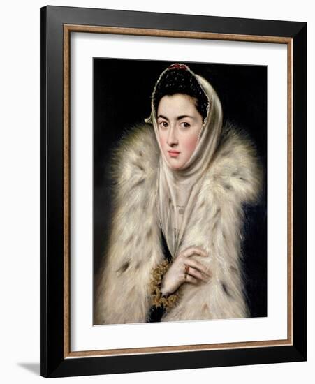 Lady in a Fur Wrap-El Greco-Framed Giclee Print