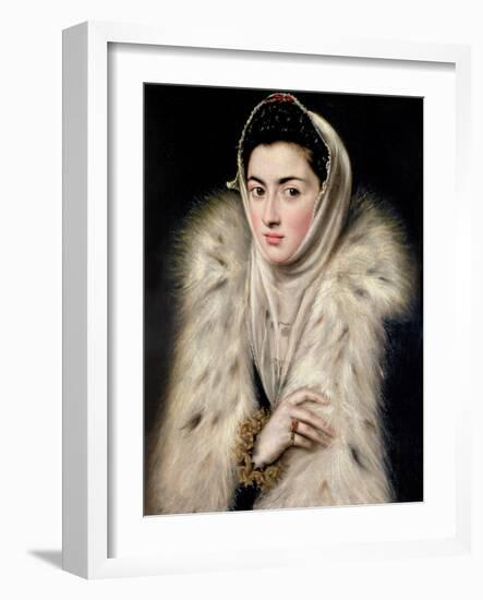 Lady in a Fur Wrap-El Greco-Framed Giclee Print