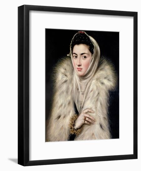 Lady in a Fur Wrap-El Greco-Framed Giclee Print