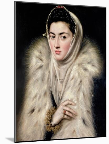 Lady in a Fur Wrap-El Greco-Mounted Giclee Print