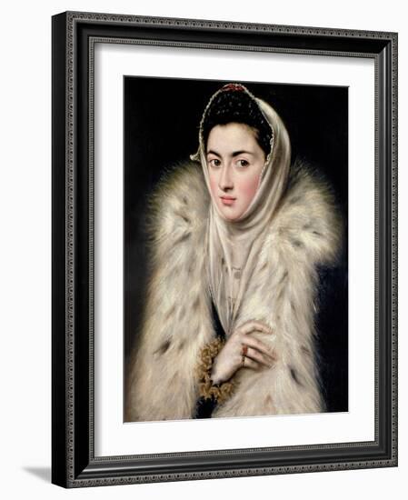 Lady in a Fur Wrap-El Greco-Framed Giclee Print