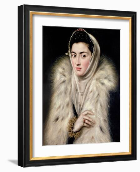 Lady in a Fur Wrap-El Greco-Framed Giclee Print