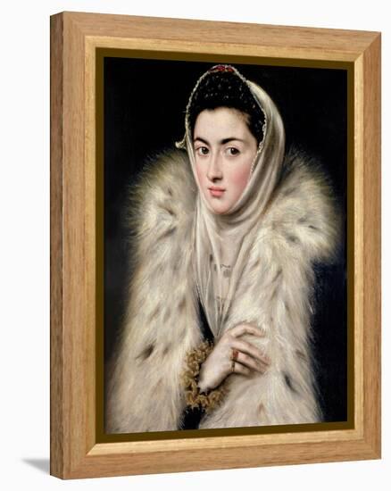 Lady in a Fur Wrap-El Greco-Framed Premier Image Canvas