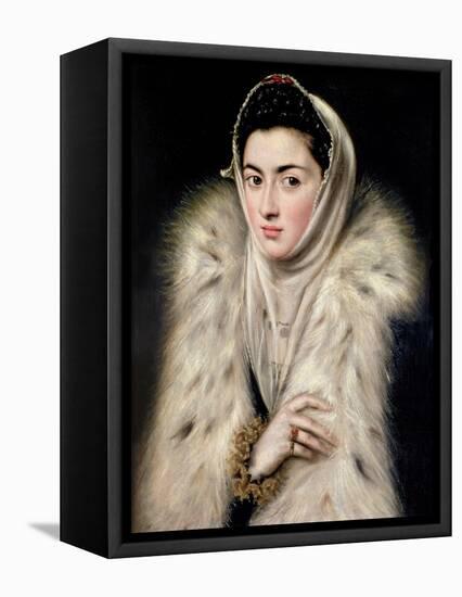 Lady in a Fur Wrap-El Greco-Framed Premier Image Canvas