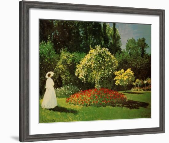 Lady in a Garden-Claude Monet-Framed Art Print