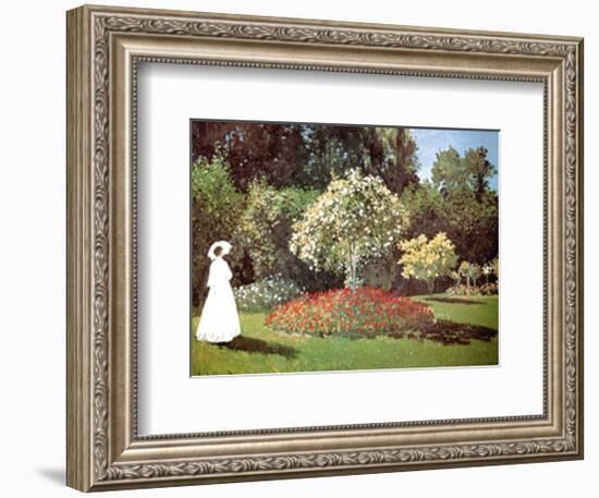 Lady in a Garden-Claude Monet-Framed Art Print