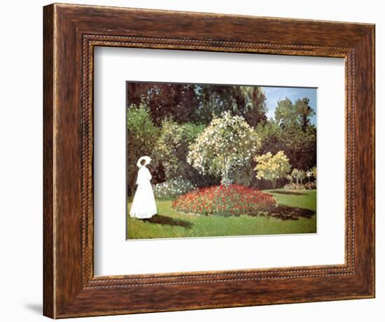 Lady in a Garden-Claude Monet-Framed Art Print