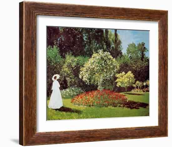 Lady in a Garden-Claude Monet-Framed Art Print