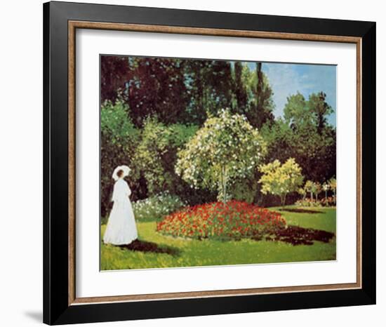 Lady in a Garden-Claude Monet-Framed Art Print