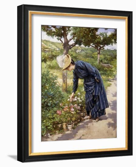 Lady in a Garden-Victor Gabriel Gilbert-Framed Giclee Print