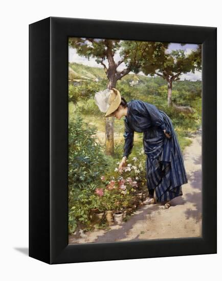 Lady in a Garden-Victor Gabriel Gilbert-Framed Premier Image Canvas