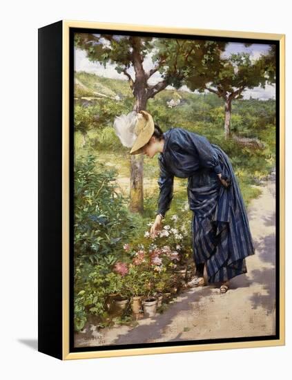 Lady in a Garden-Victor Gabriel Gilbert-Framed Premier Image Canvas