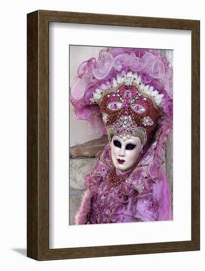 Lady in a Pink Dress and Bejewelled Hat, Venice Carnival, Venice, Veneto, Italy, Europe-James Emmerson-Framed Photographic Print