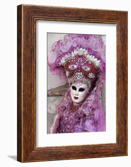 Lady in a Pink Dress and Bejewelled Hat, Venice Carnival, Venice, Veneto, Italy, Europe-James Emmerson-Framed Photographic Print