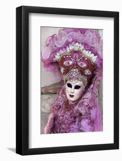 Lady in a Pink Dress and Bejewelled Hat, Venice Carnival, Venice, Veneto, Italy, Europe-James Emmerson-Framed Photographic Print