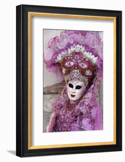 Lady in a Pink Dress and Bejewelled Hat, Venice Carnival, Venice, Veneto, Italy, Europe-James Emmerson-Framed Photographic Print