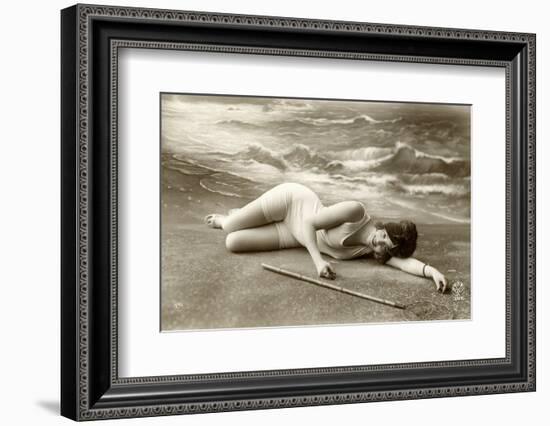 Lady in a swimsuit, vintage-French School-Framed Photographic Print