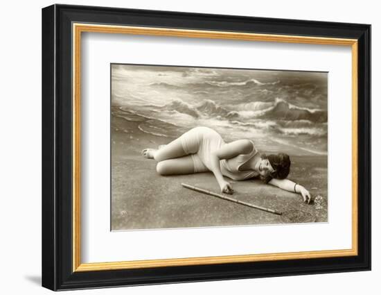 Lady in a swimsuit, vintage-French School-Framed Photographic Print