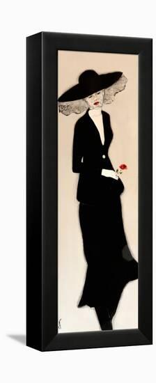 Lady in Black with Hat and Rose, 2016-Susan Adams-Framed Premier Image Canvas
