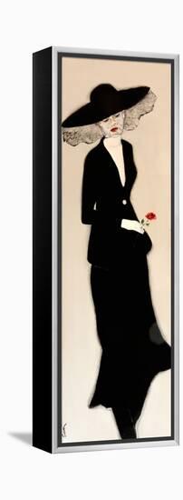 Lady in Black with Hat and Rose, 2016-Susan Adams-Framed Premier Image Canvas