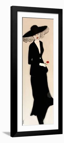 Lady in Black with Hat and Rose, 2016-Susan Adams-Framed Giclee Print