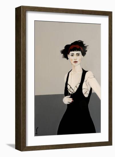 Lady in Black with Red Headband, 2016-Susan Adams-Framed Giclee Print