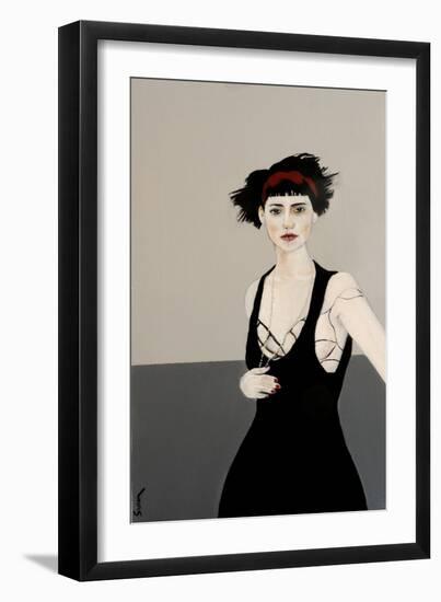 Lady in Black with Red Headband, 2016-Susan Adams-Framed Giclee Print