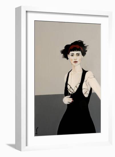 Lady in Black with Red Headband, 2016-Susan Adams-Framed Giclee Print