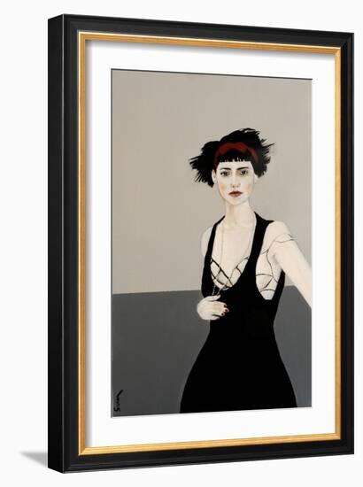 Lady in Black with Red Headband, 2016-Susan Adams-Framed Giclee Print